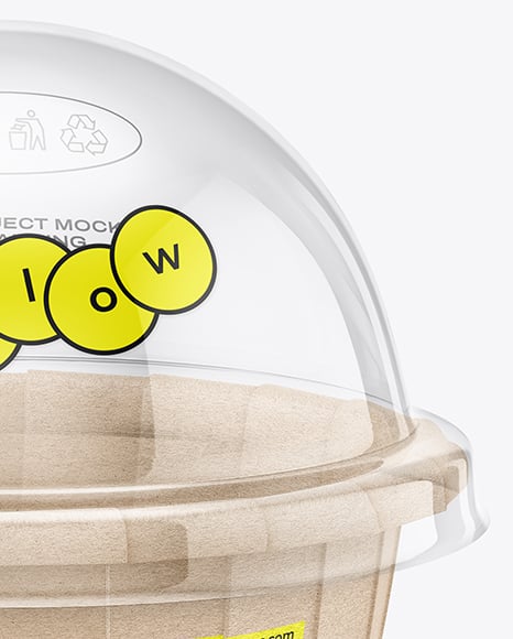 Kraft Paper Dessert Cup with Clear Plastic Dome Cap Mockup