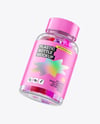 Plastic Bottle with Flying Gummies Mockup