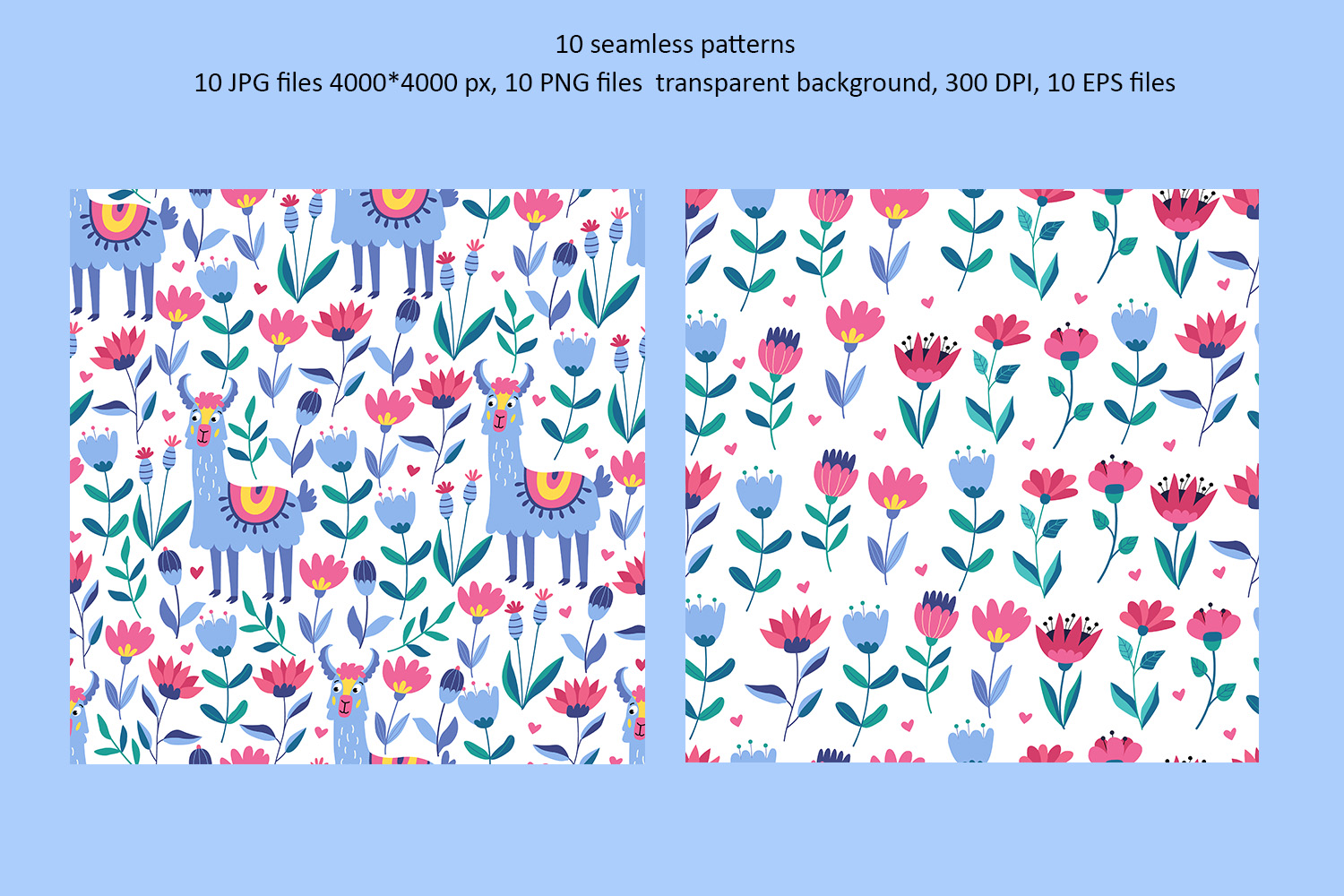 Funny Llamas Clipart and Pattern Collection
