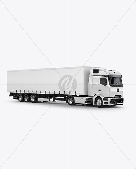 Semi Trailer Truck Mockup - Half Side View