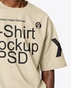 Black Man Wearing T-Shirt and Bucket Hat Mockup