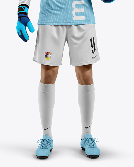 Soccer Goalkeeper Wearing V-Neck Long Sleeve Jersey Mockup