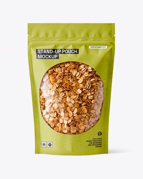 Kraft Pouch with Granola Mockup
