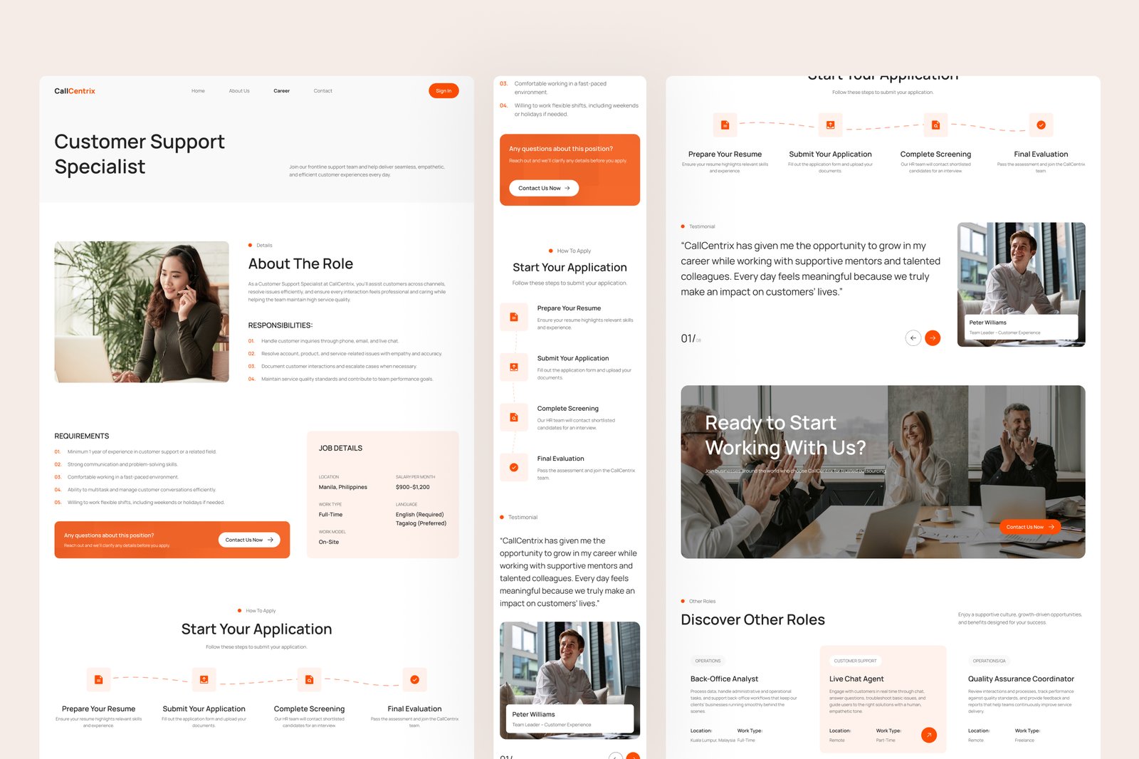 CallCentrix – Customer Support Website UI Figma Template