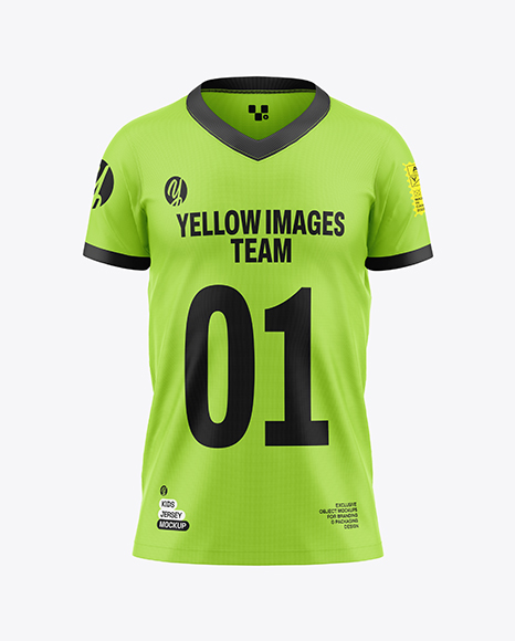 Kids V-Neck Jersey Mockup - Front View