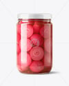 Glass Jar with Red Pickled Onions Mockup