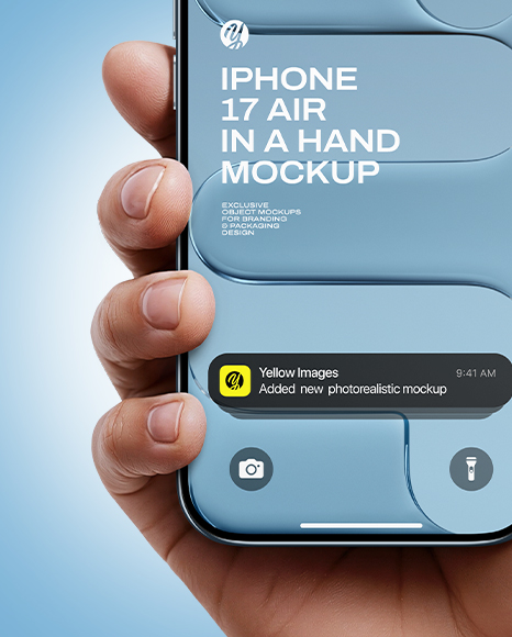 iPhone 17 Air Sky Blue in a Hand Mockup