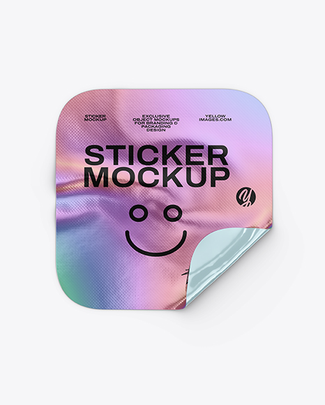 Iridescent Square Sticker Mockup