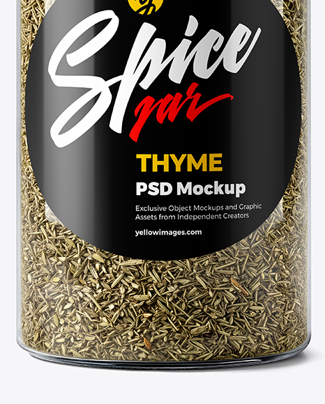 Plastic Spice Jar with Thyme Mockup