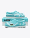 Pair of Women's UGG Slippers with Shoe Box Mockup