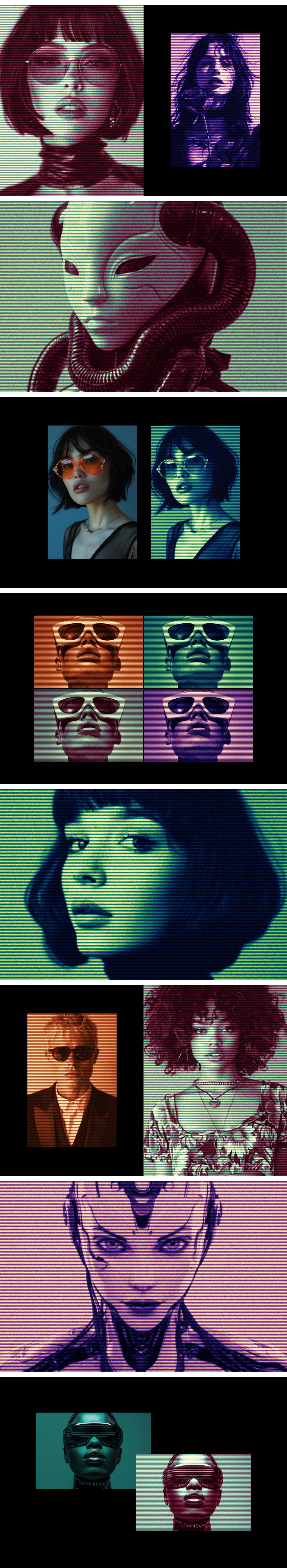 Halftone Line Photo Effect