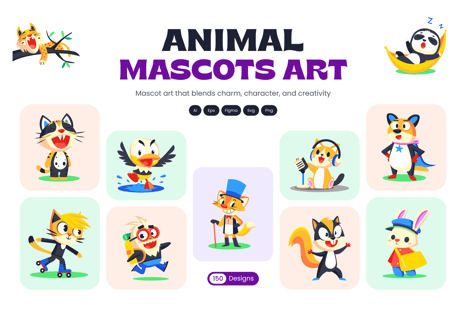 Animal Mascots Art Set