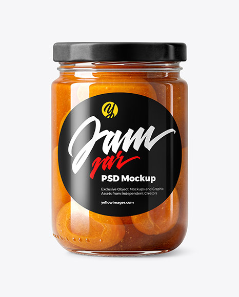 Glass Jar with Apricot Preserves Mockup - Glass can mockup