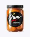 Glass Jar with Apricot Preserves Mockup