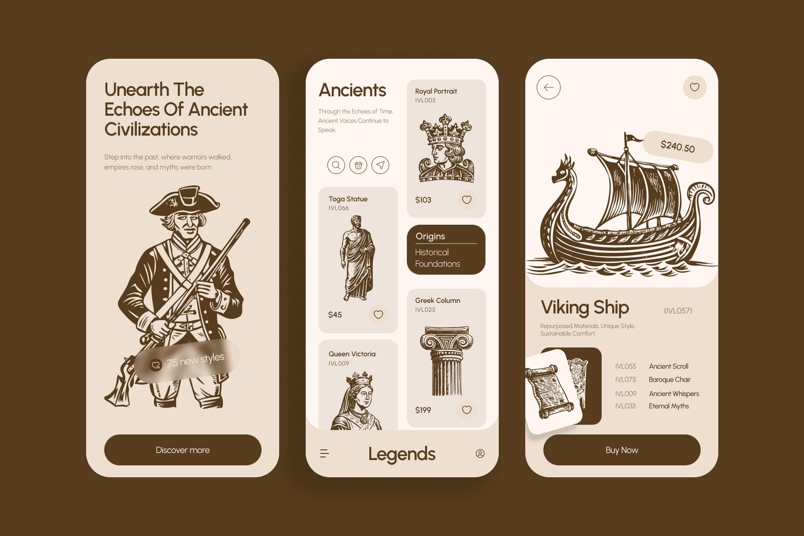 Vintage History Art Illustration Set