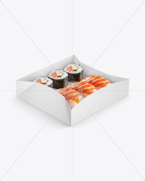 Paper Food Catering Tray with Sushi Mockup