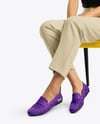 Leather Moccasins on Women's Legs Mockup