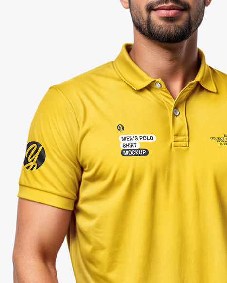 Man Wearing Polo Shirt and Jeans Mockup
