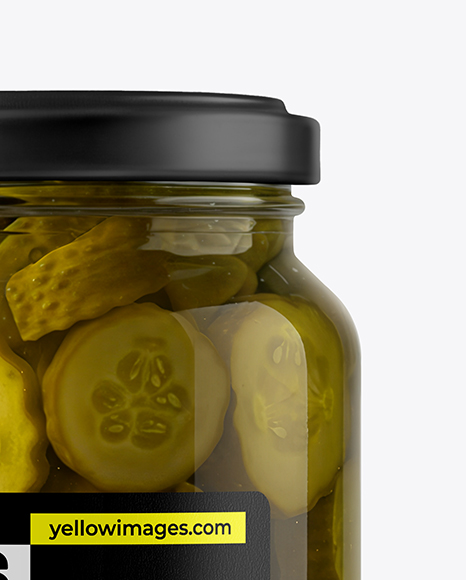 Glass Jar with Bread & Butter Pickles Mockup