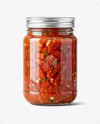 Clear Glass Jar with Tomato Bruschetta Mockup