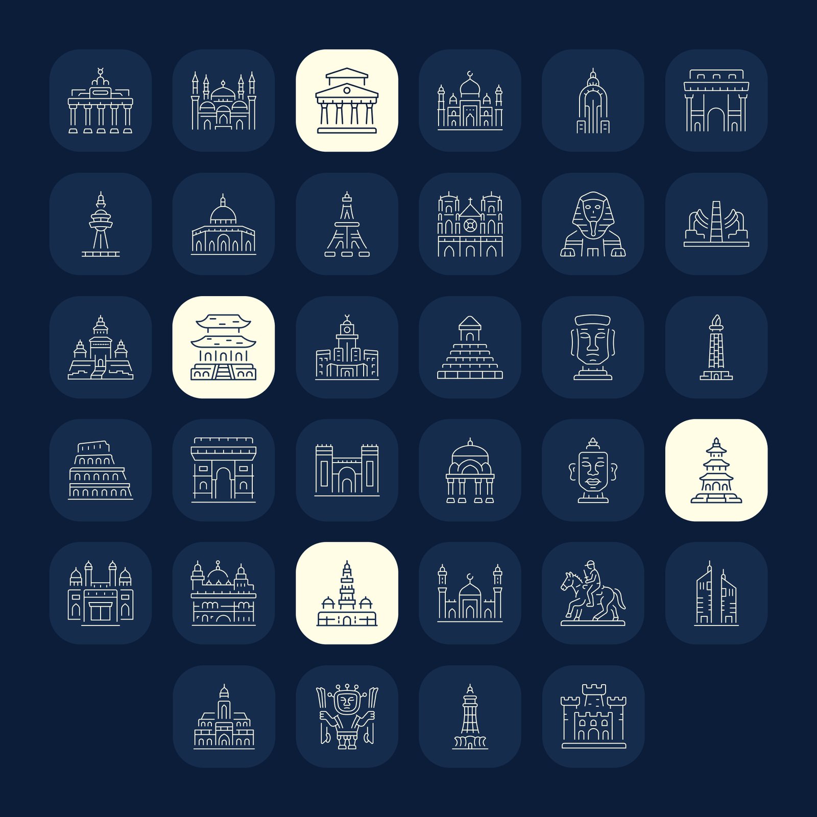 Monument Icon Art Set