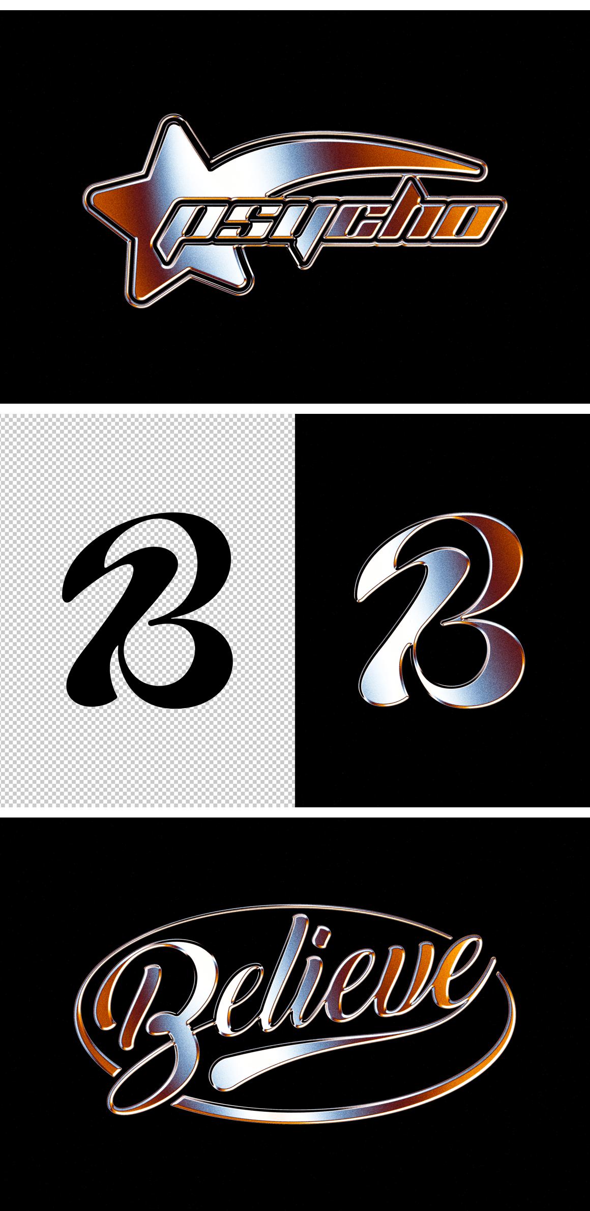 Retro Chrome Text &amp; Logo Effect