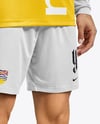 Soccer Player Wearing Long Sleeve Jersey and Shorts Mockup