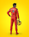 Man Wearing Racing Kit with Helmet Mockup