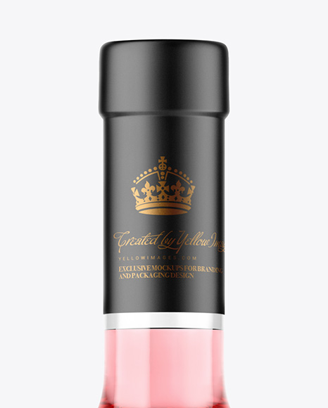 Clear Glass Pink Wine Bottle Mockup