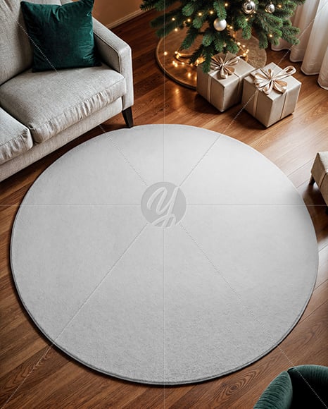 Christmas Round Mat Mockup