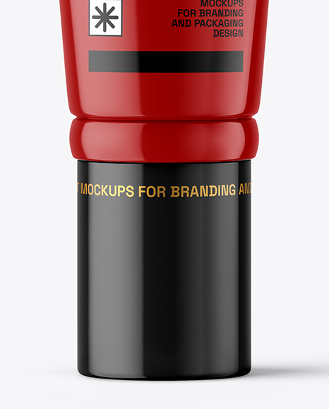 Glossy Cosmetic Tube with Box Mockup