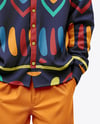 Black Man Wearing Cardigan and Pants Mockup