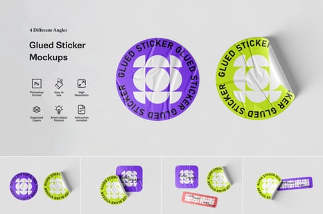 Glued Sticker Mockups