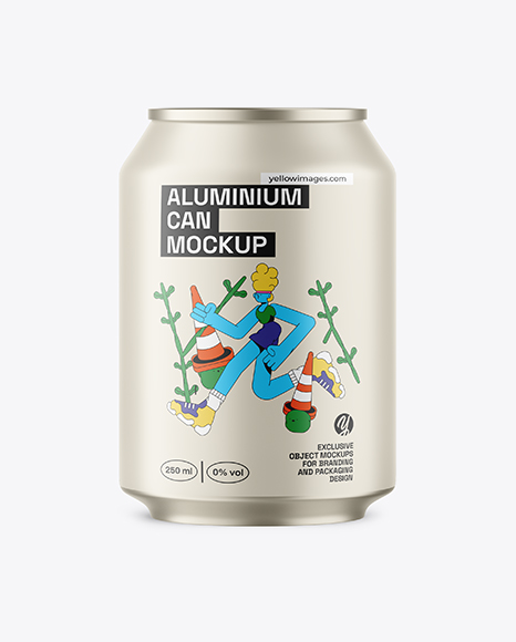 250ml Matte Aluminium Drink Can Mockup