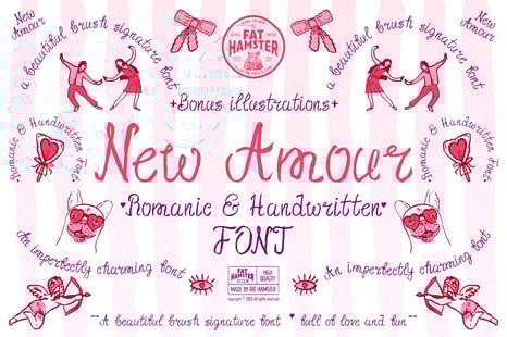 New Amour romantic handwritten font - Sketch font