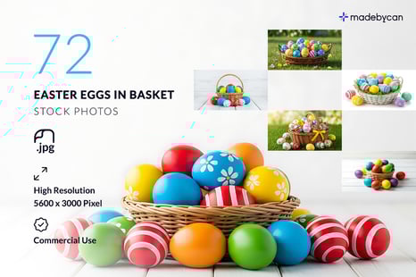 72 Easter Eggs in Basket Stock Photos - Festive Holiday - Creative Store