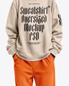 Black Woman Wearing Oversize Sweatshirt and Sweatpants Mockup