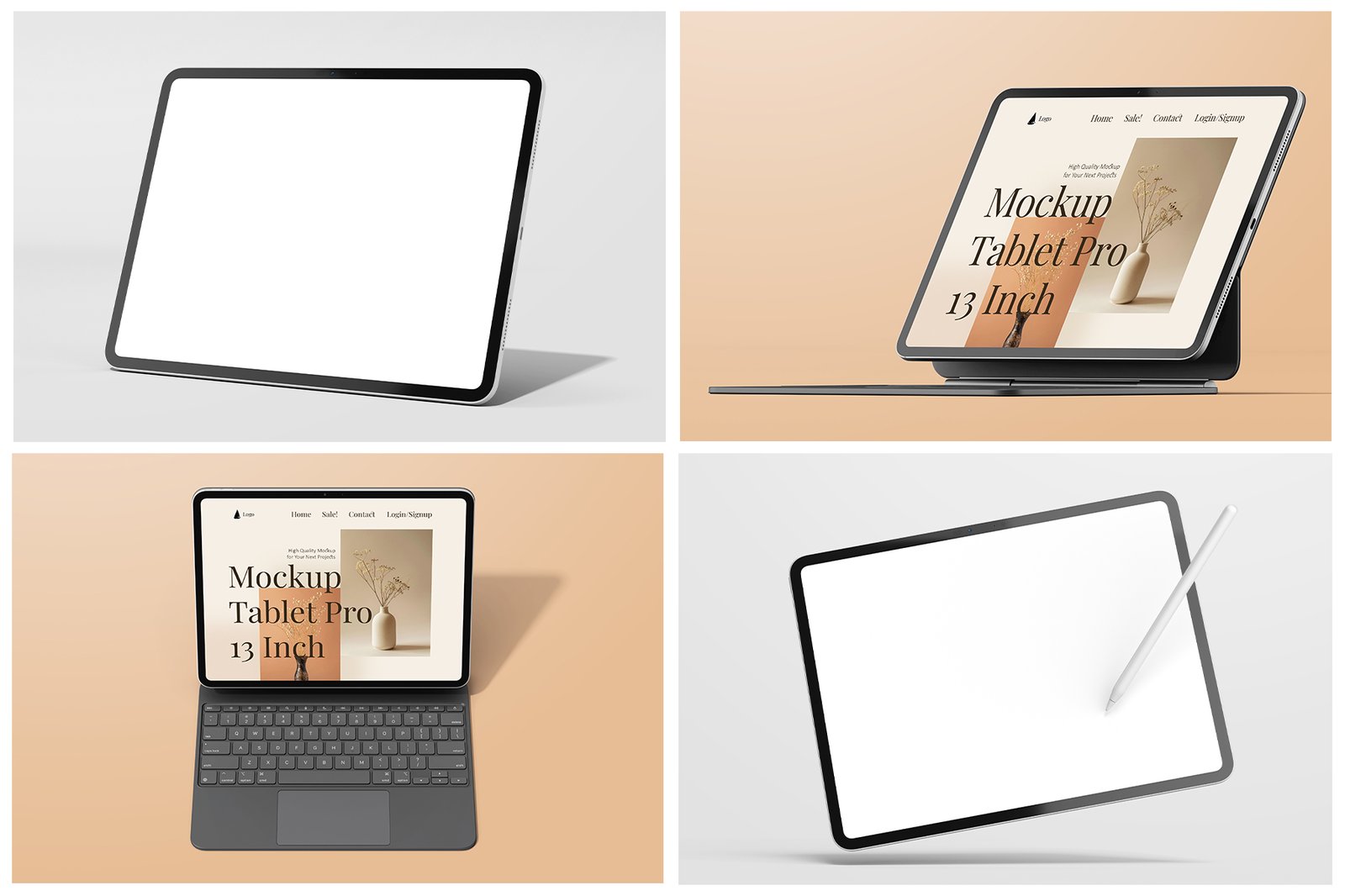 iPad Pro 13 Inch with Magic Keyboard PSD Mockup Pack