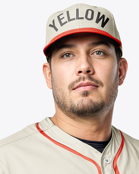 Baseball Player Wearing a Jersey and Cap Hollding a Ball Mockup