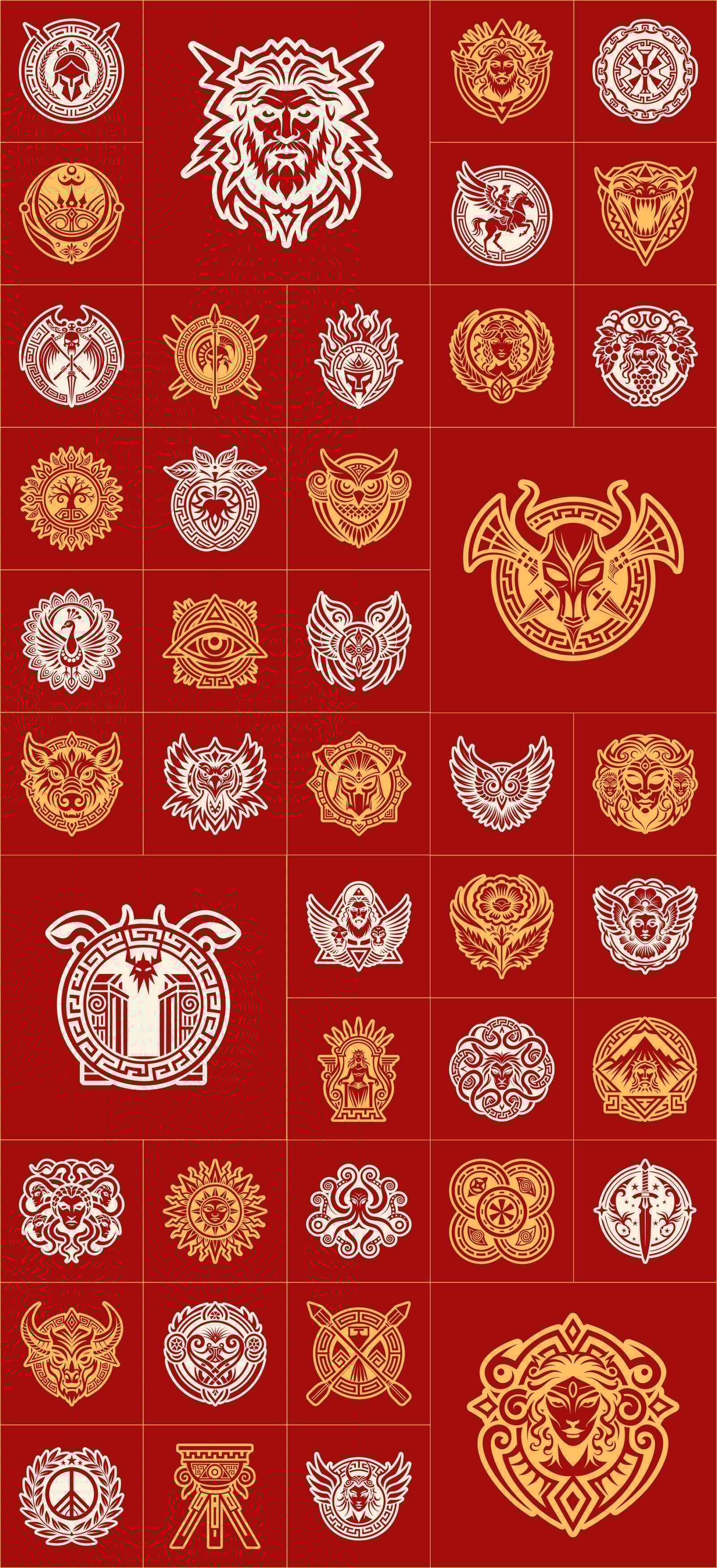Greek Mythology Symbols Set