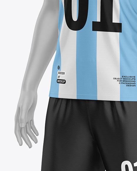 Full Soccer Kit w/ Mannequin Mockup - Half Side View