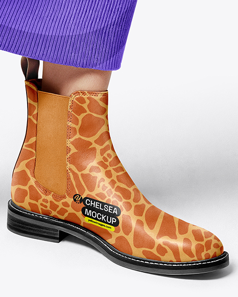 Chelsea Boots on Woman's Legs with Skirt Mockup