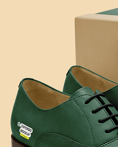 Pair of Women's Oxford Shoes with Box Mockup