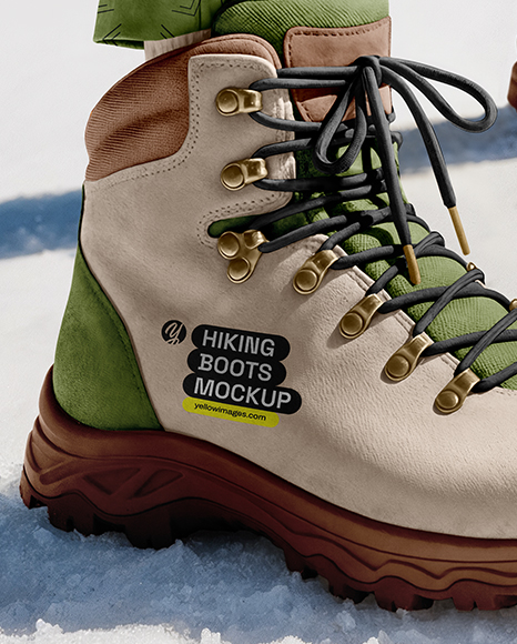 Pair of Hiking Boots on Woman's Legs Mockup