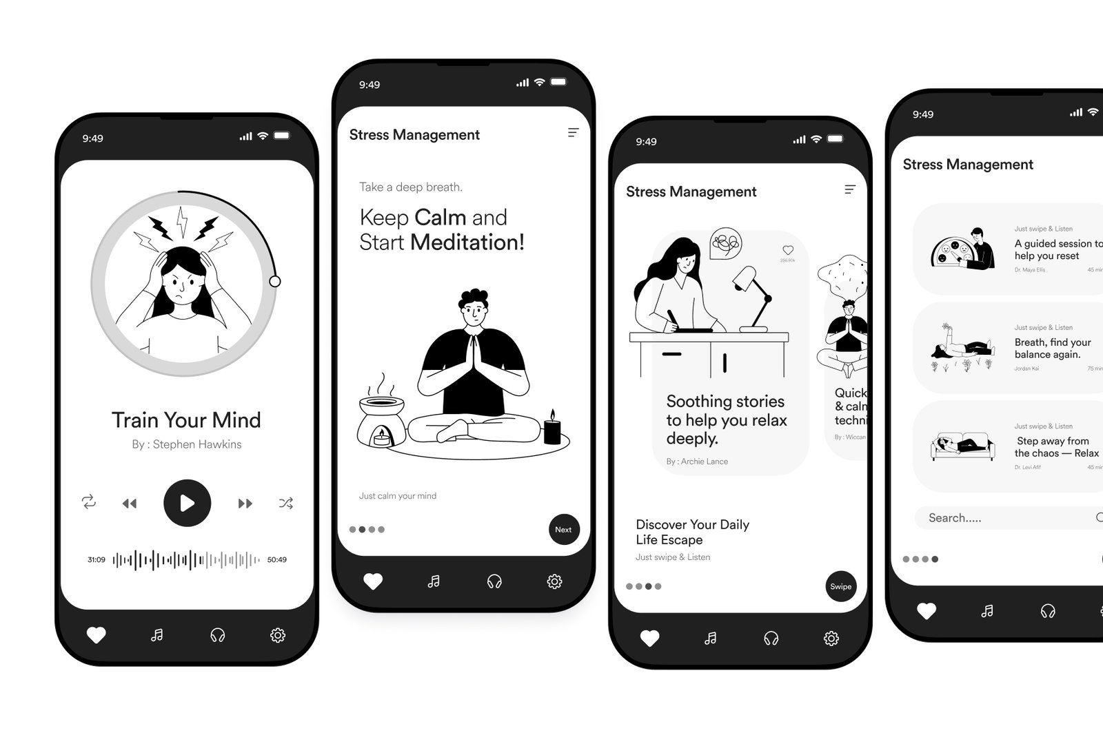 Stress Management Illustration Art Set
