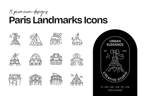 Paris Landmark Icon Set - Icons