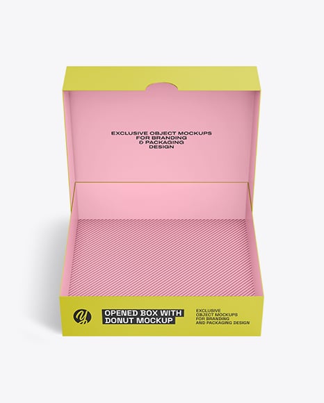 Opened Box With Donut Mockup