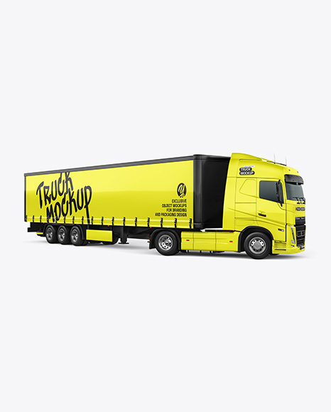 Semi Trailer Truck Mockup - Front Half Side View - Digital product mockup