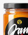 Glass Jar with Apricot Preserves Mockup