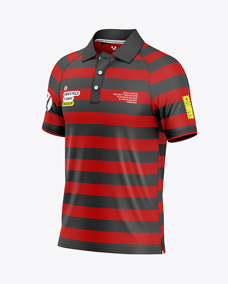 Men's Raglan Polo Shirt Mockup - Half Side View